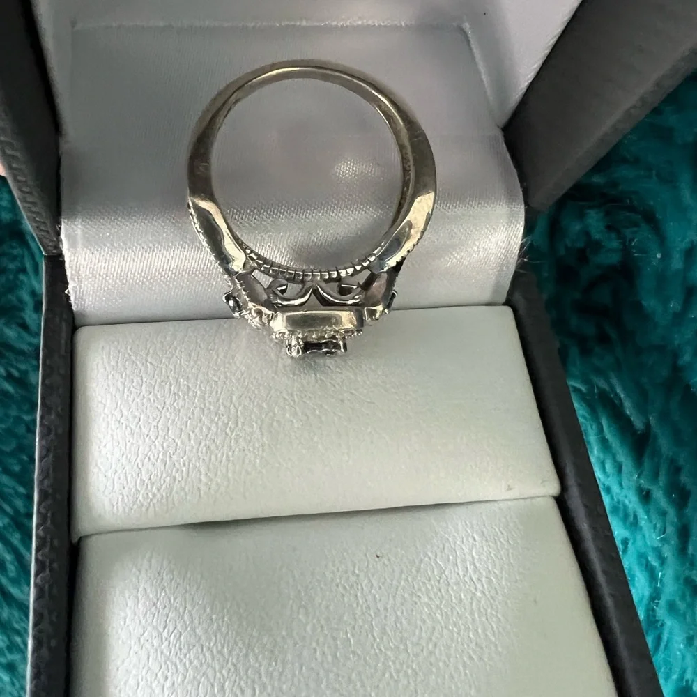 Blue & White Diamond Promise Ring - Picture 3 of 14